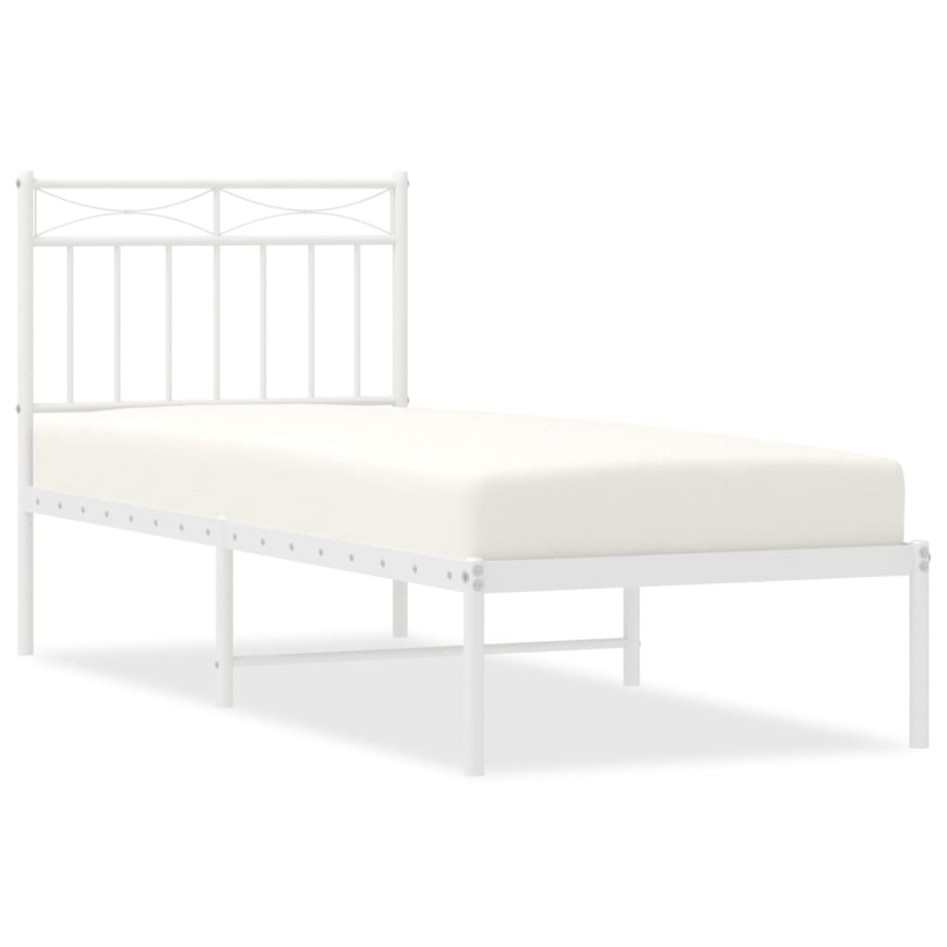 Estructura cama sin colchón con cabecero metal blanco 80x200