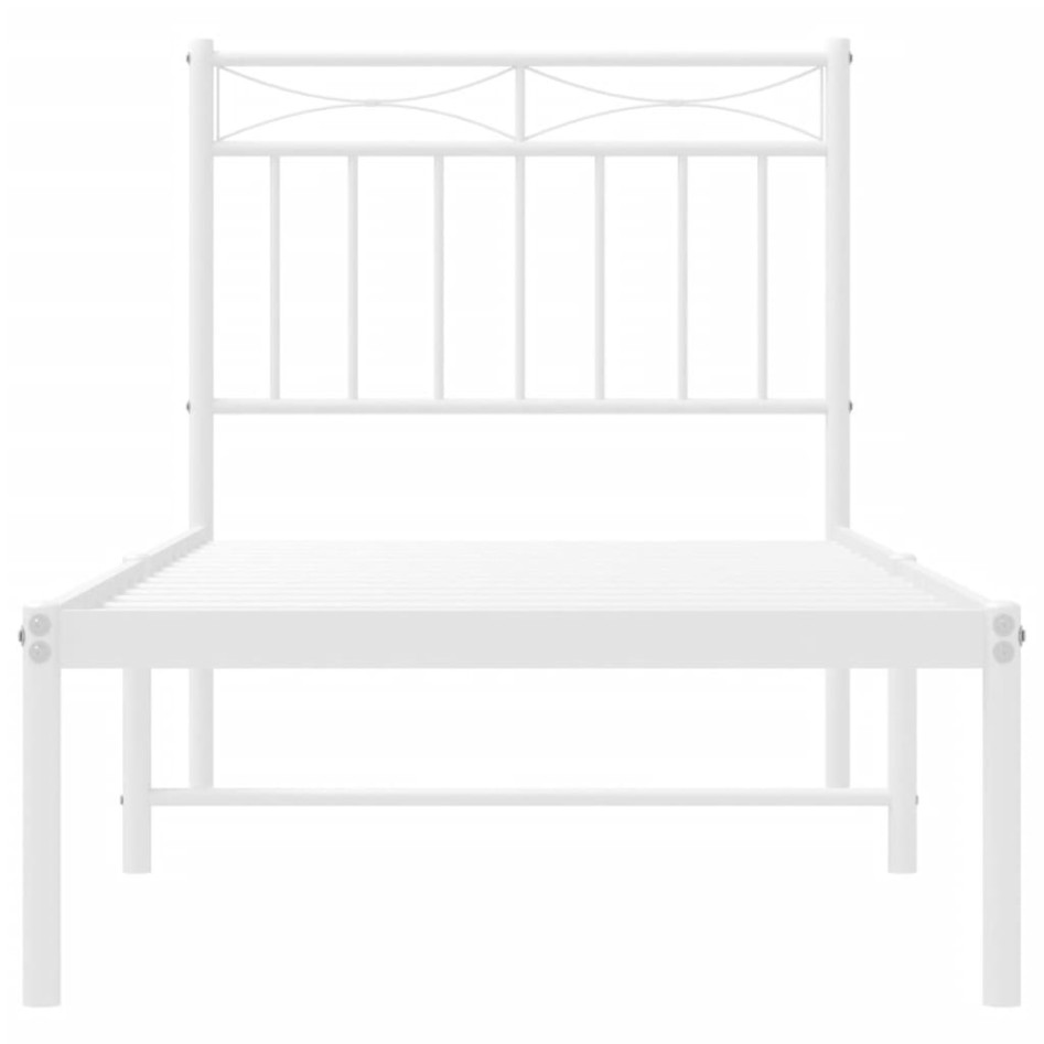 Estructura cama sin colchón con cabecero metal blanco 80x200