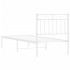 Estructura cama sin colchón con cabecero metal blanco 80x200