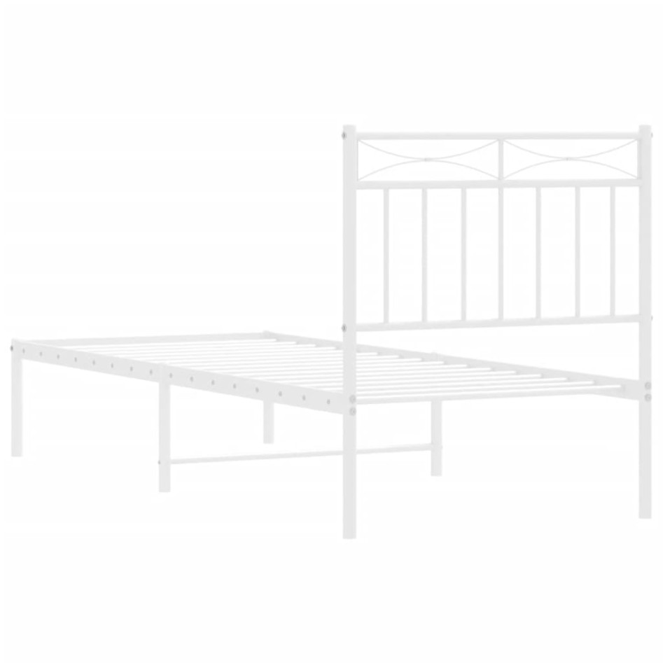 Estructura cama sin colchón con cabecero metal blanco 80x200
