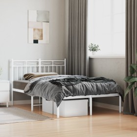 Estructura cama sin colchón con cabecero metal blanco