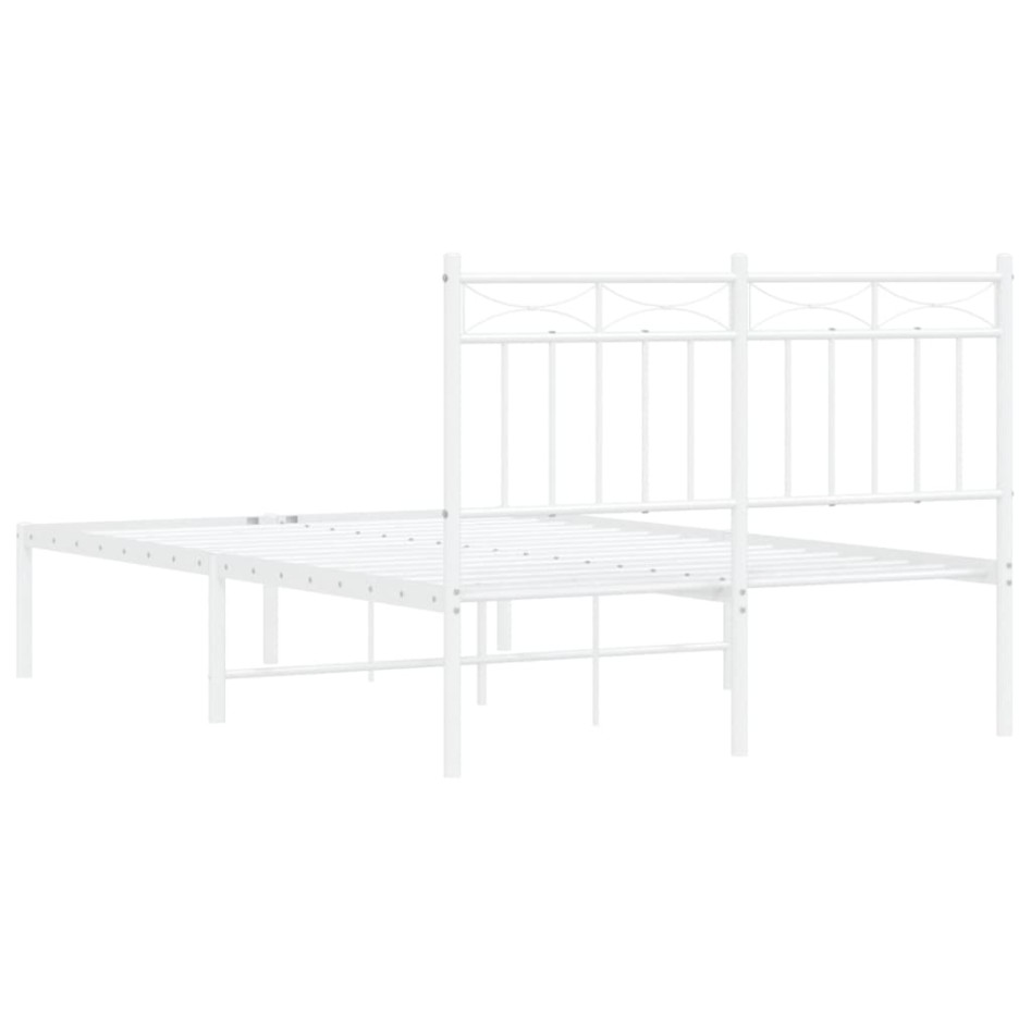 Estructura cama sin colchón con cabecero metal blanco