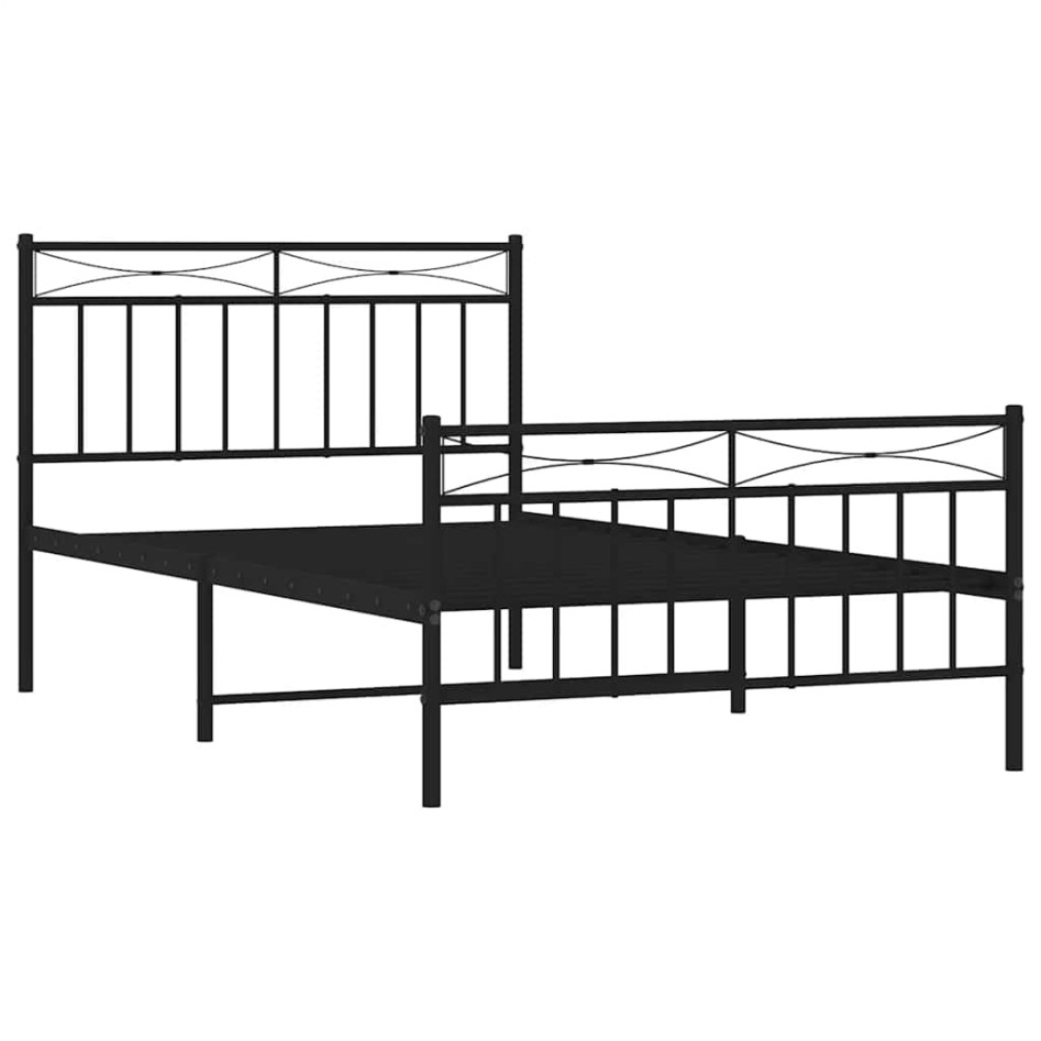 Estructura cama sin colchón con estribo metal negro 100x200