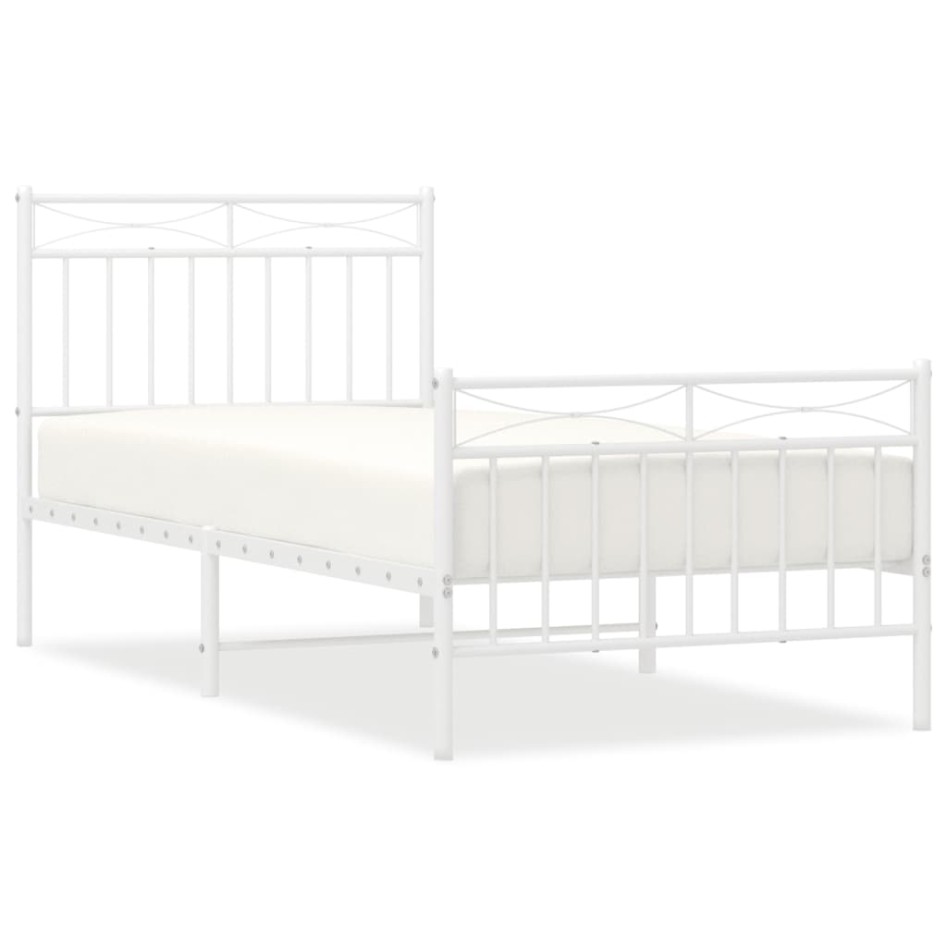 Estructura cama sin colchón con estribo metal blanco 90x190