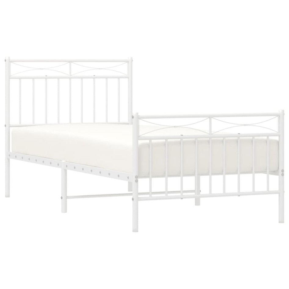 Estructura cama sin colchón con estribo metal blanco 90x190