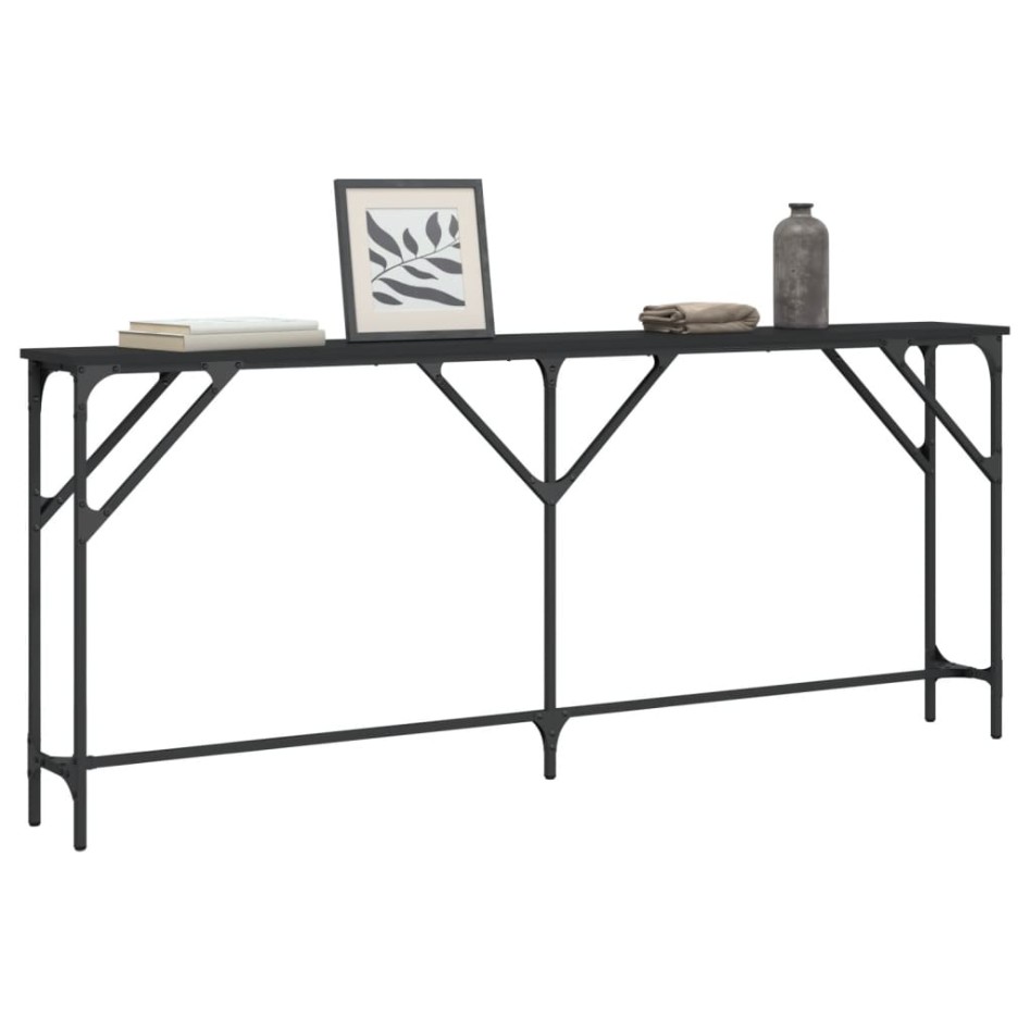 Mesa consola madera de ingeniería negro 180x23x75