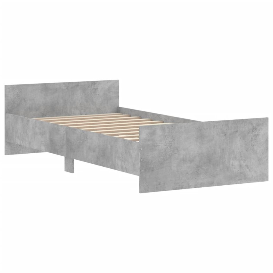 Estructura de cama madera de ingeniería gris hormigón 90x190