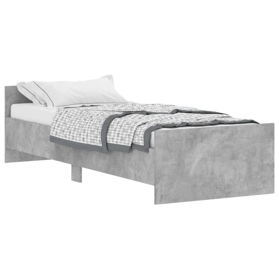 Estructura de cama madera de ingeniería gris hormigón 75x190