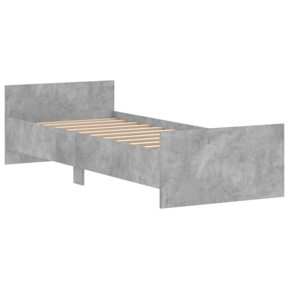 Estructura de cama madera de ingeniería gris hormigón 75x190