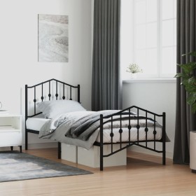Estructura cama sin colchón con estribo metal negro 90x200