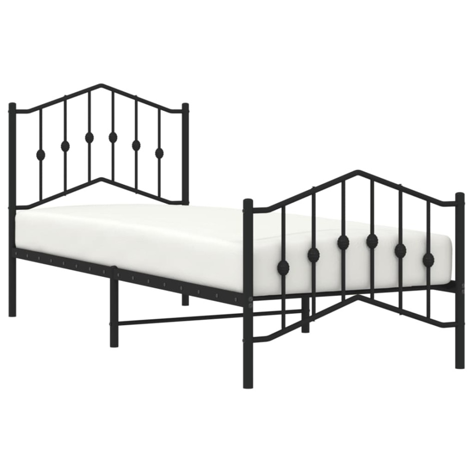 Estructura cama sin colchón con estribo metal negro 90x200