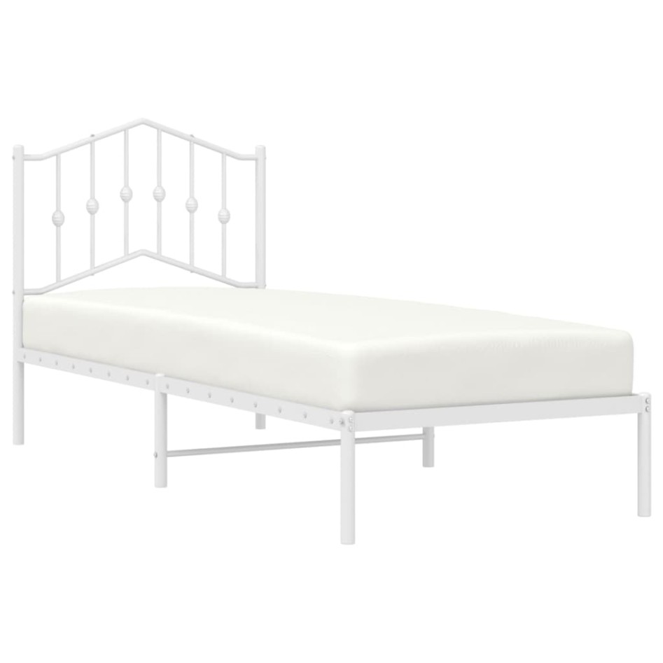Estructura cama sin colchón con cabecero metal blanco 75x190