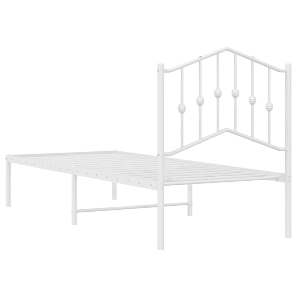 Estructura cama sin colchón con cabecero metal blanco 75x190