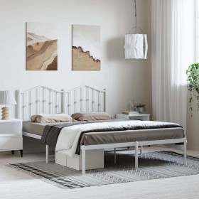 Estructura cama sin colchón con cabecero metal blanco
