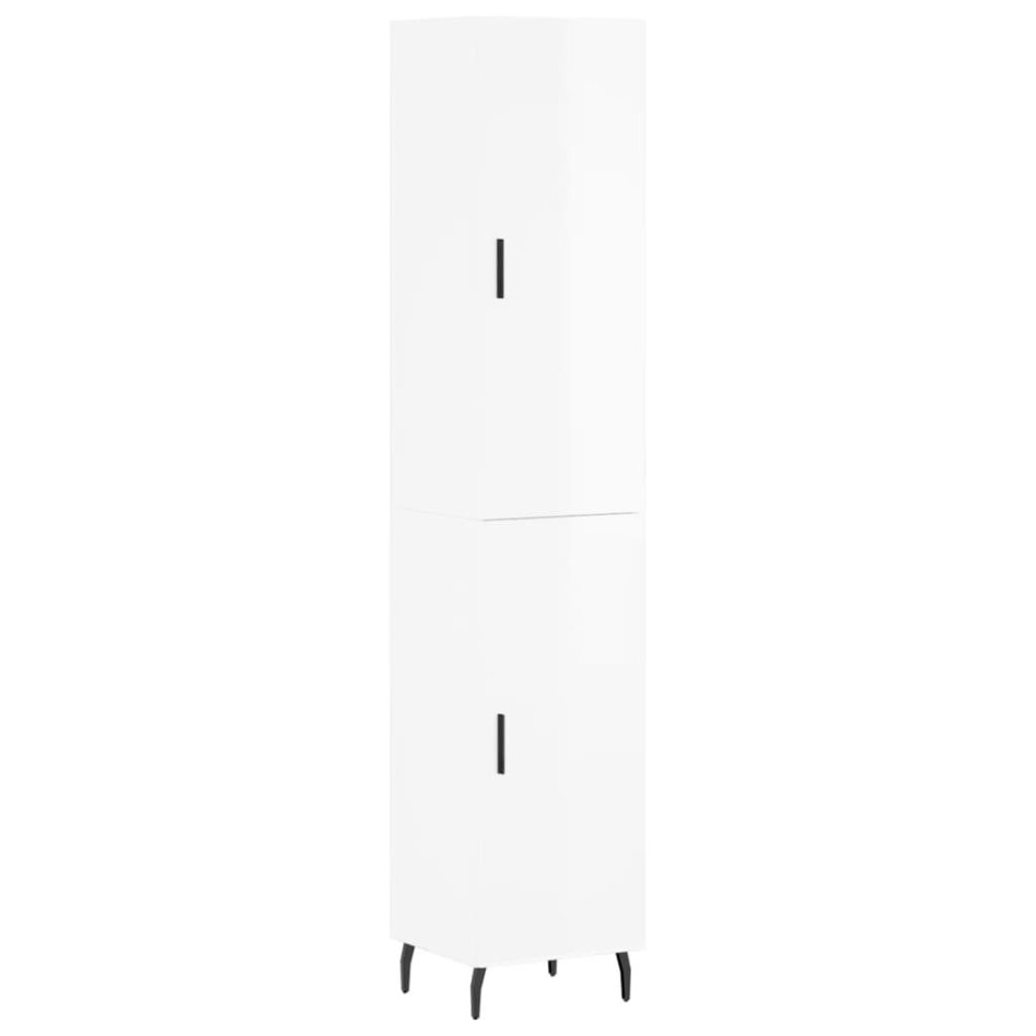 Aparador alto madera contrachapada blanco brillo 34,5x34x180