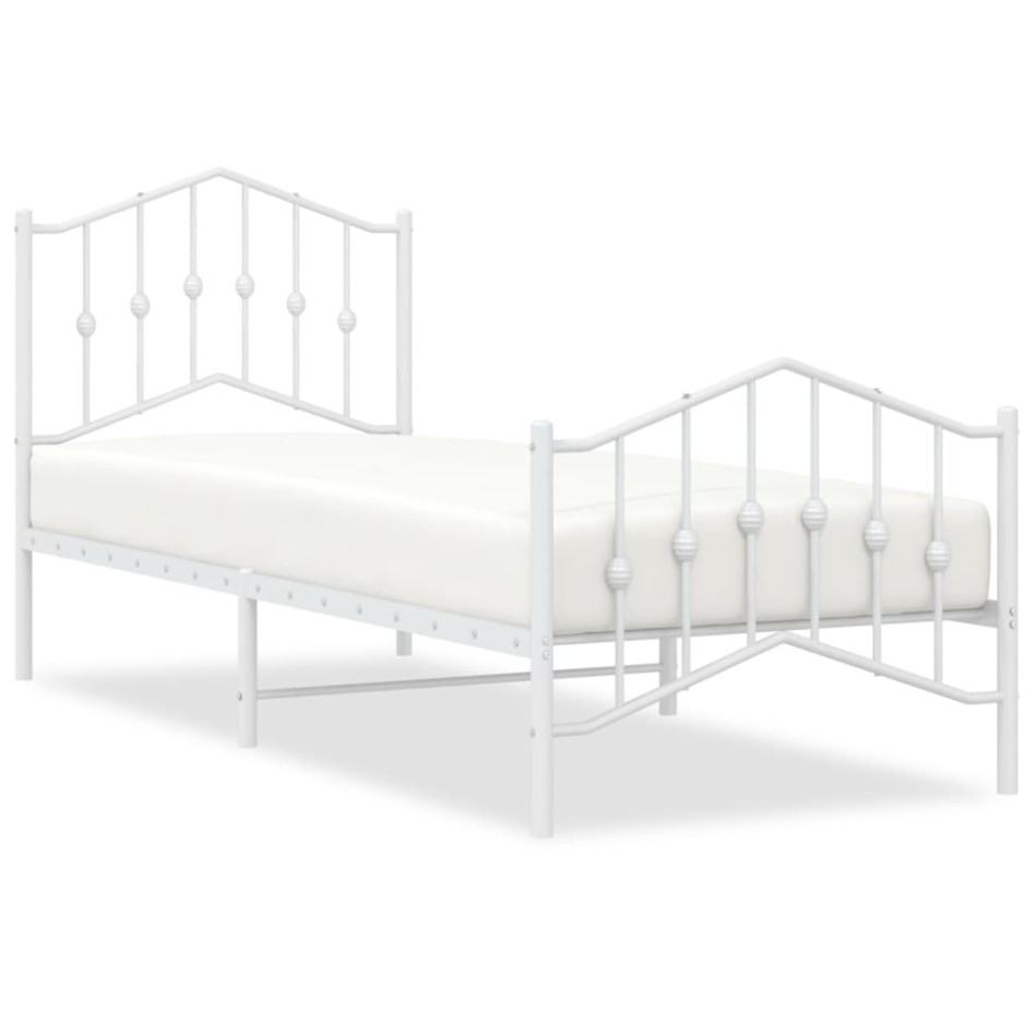 Estructura cama sin colchón con estribo metal blanco 90x200