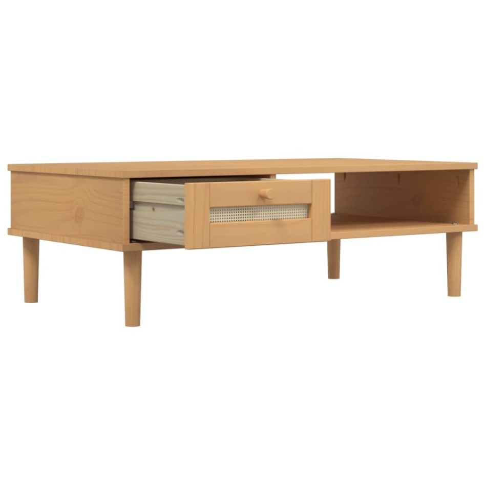 Mesa de centro SENJA aspecto ratán madera marrón 100x55x33