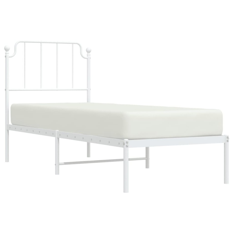 Estructura cama sin colchón con cabecero metal blanco 75x190