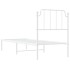 Estructura cama sin colchón con cabecero metal blanco 75x190