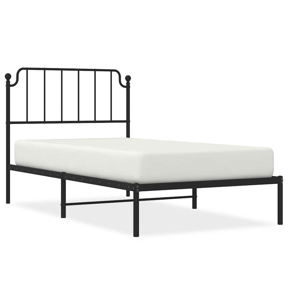 Estructura cama sin colchón con cabecero metal negro 100x200