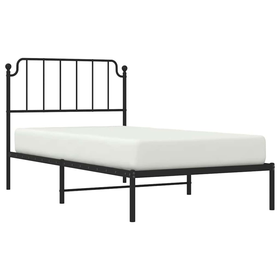Estructura cama sin colchón con cabecero metal negro 100x200
