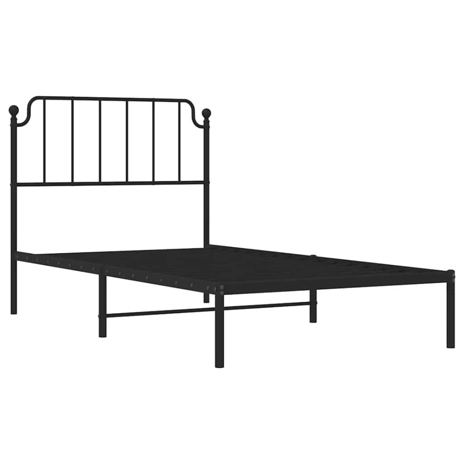Estructura cama sin colchón con cabecero metal negro 100x200