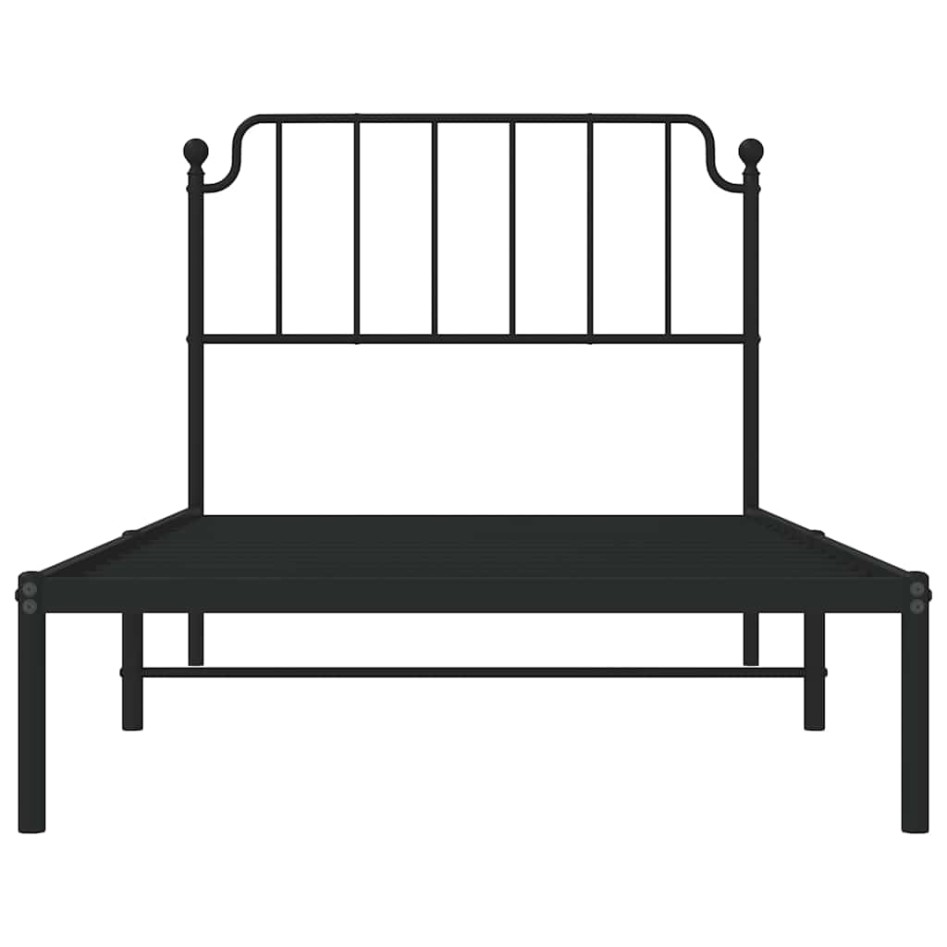 Estructura cama sin colchón con cabecero metal negro 100x200