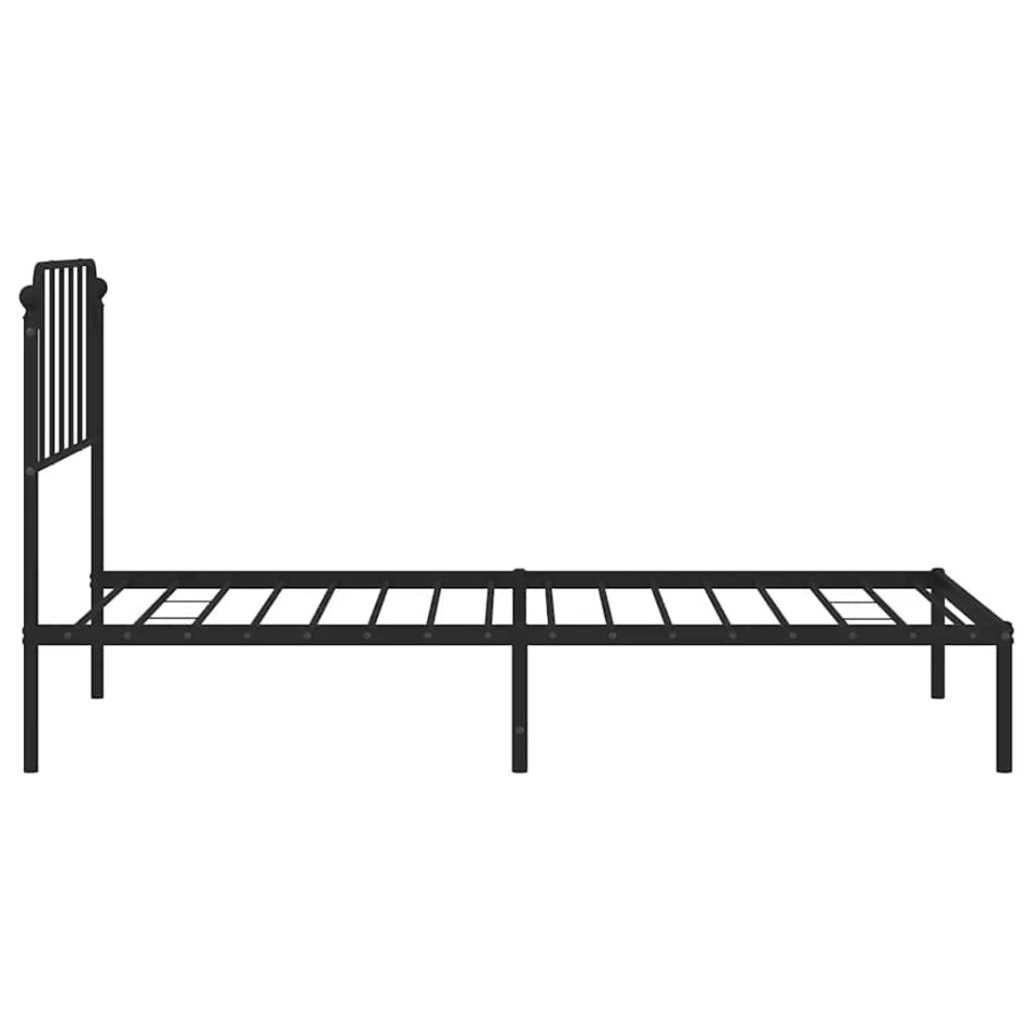 Estructura cama sin colchón con cabecero metal negro 100x200