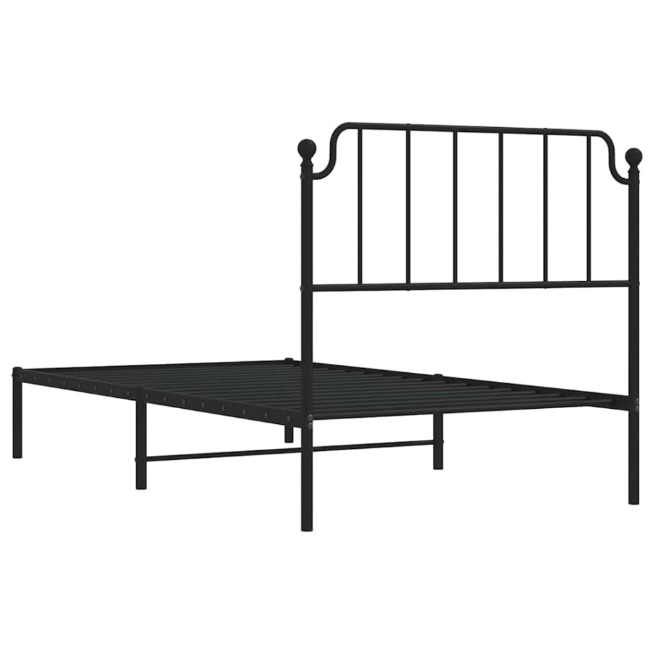 Estructura cama sin colchón con cabecero metal negro 100x200