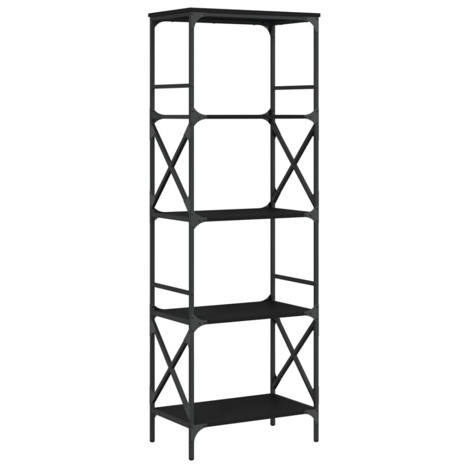 Librería de 5 estantes madera ingeniería negro 59x35x171