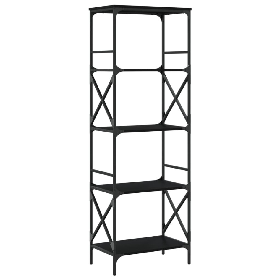 Librería de 5 estantes madera ingeniería negro 59x35x171