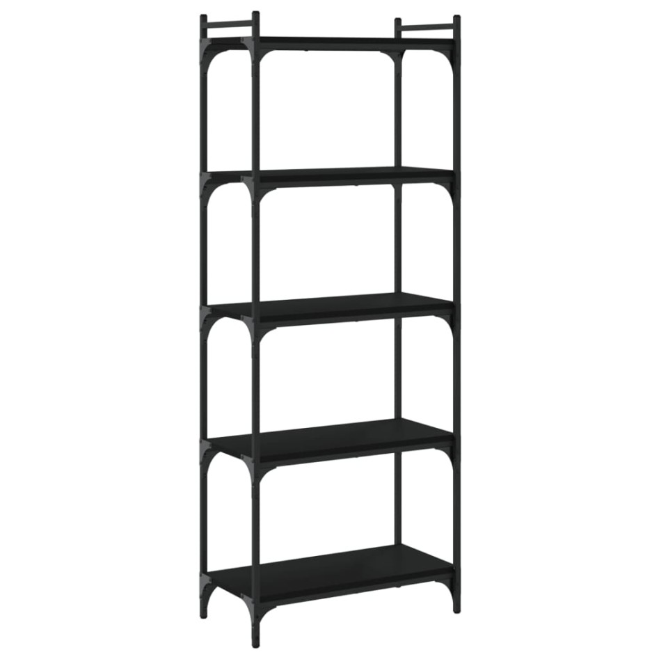 Librería de 5 estantes madera de ingeniería negro 60x30x154