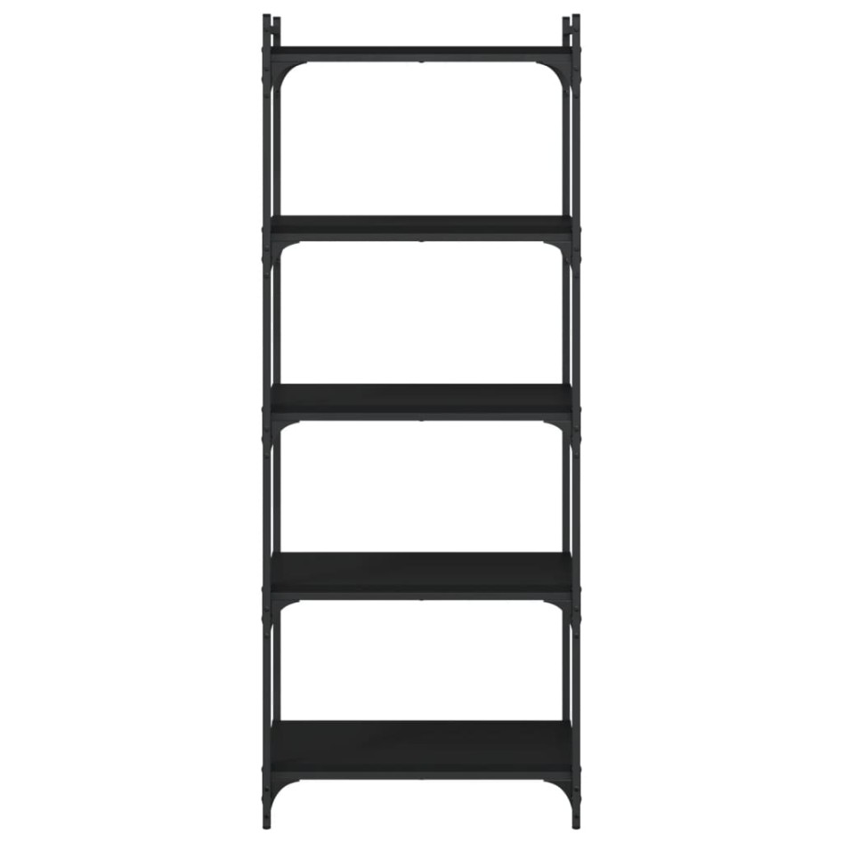 Librería de 5 estantes madera de ingeniería negro 60x30x154