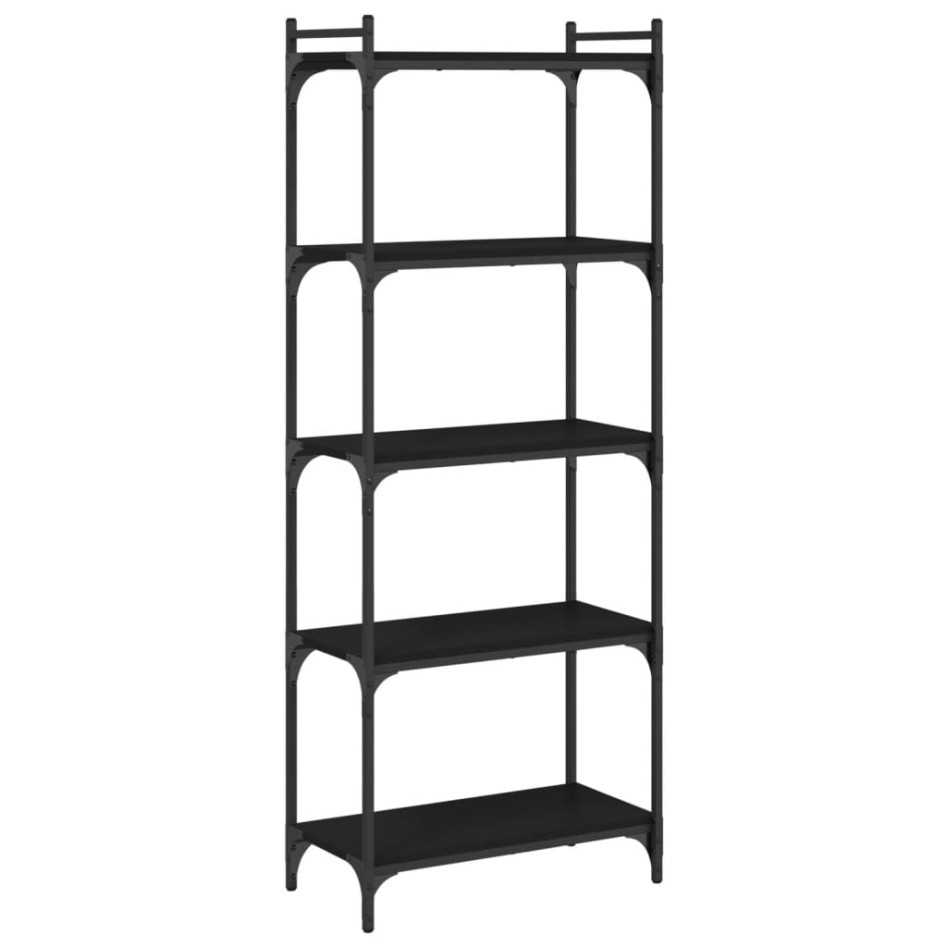 Librería de 5 estantes madera de ingeniería negro 60x30x154