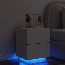 Mesita de noche con luces LED madera de ingeniería