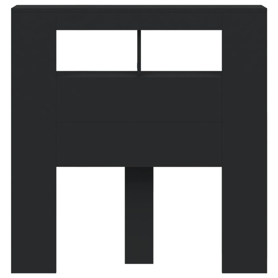 Cabecero con LED madera de ingeniería negro 100x18,5x103,5