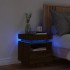 Mesita de noche con luces LED marrón roble 40x39x48,5