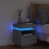 Mesita de noche con luces LED gris Sonoma 40x39x48,5