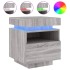 Mesita de noche con luces LED gris Sonoma 40x39x48,5