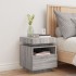 Mesita de noche con luces LED gris Sonoma 40x39x48,5