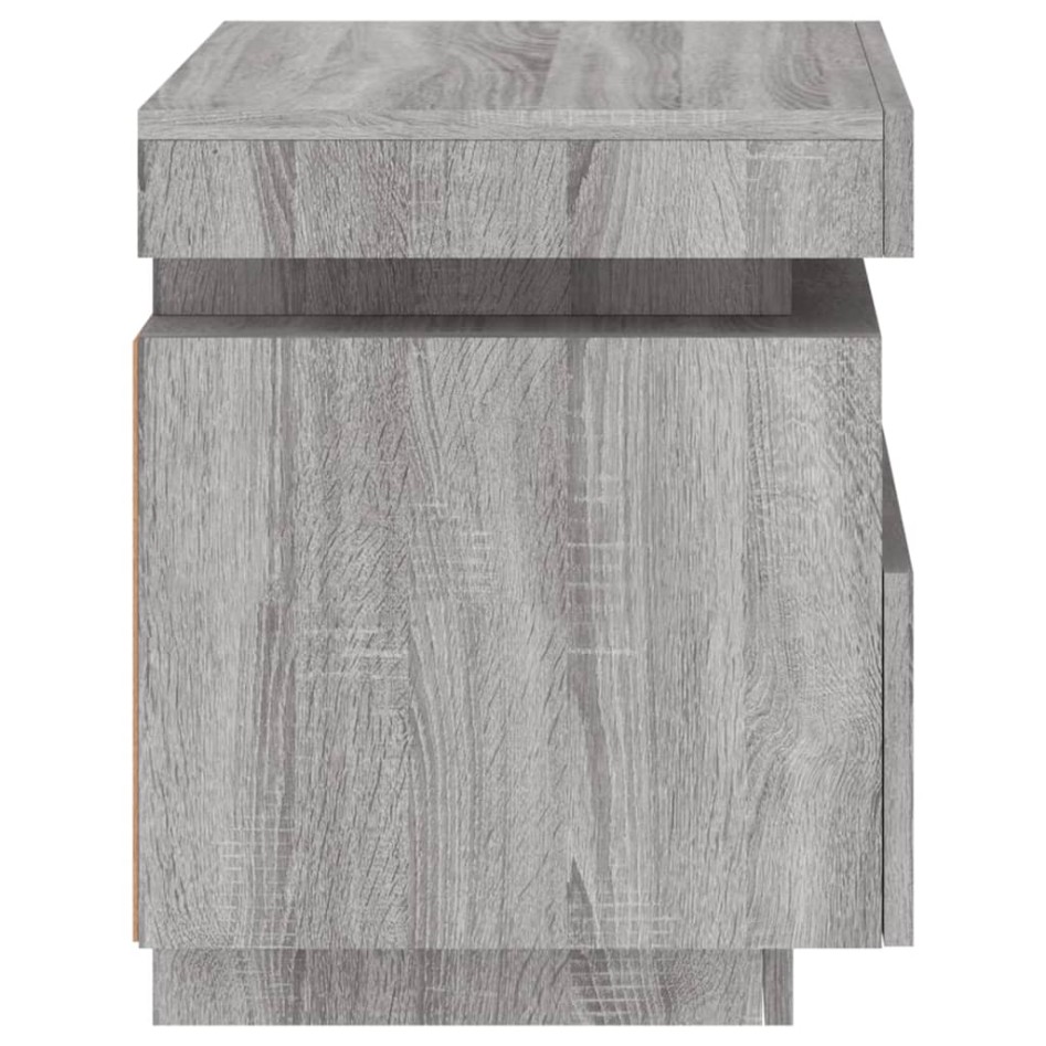 Mesita de noche con luces LED gris Sonoma 40x39x48,5