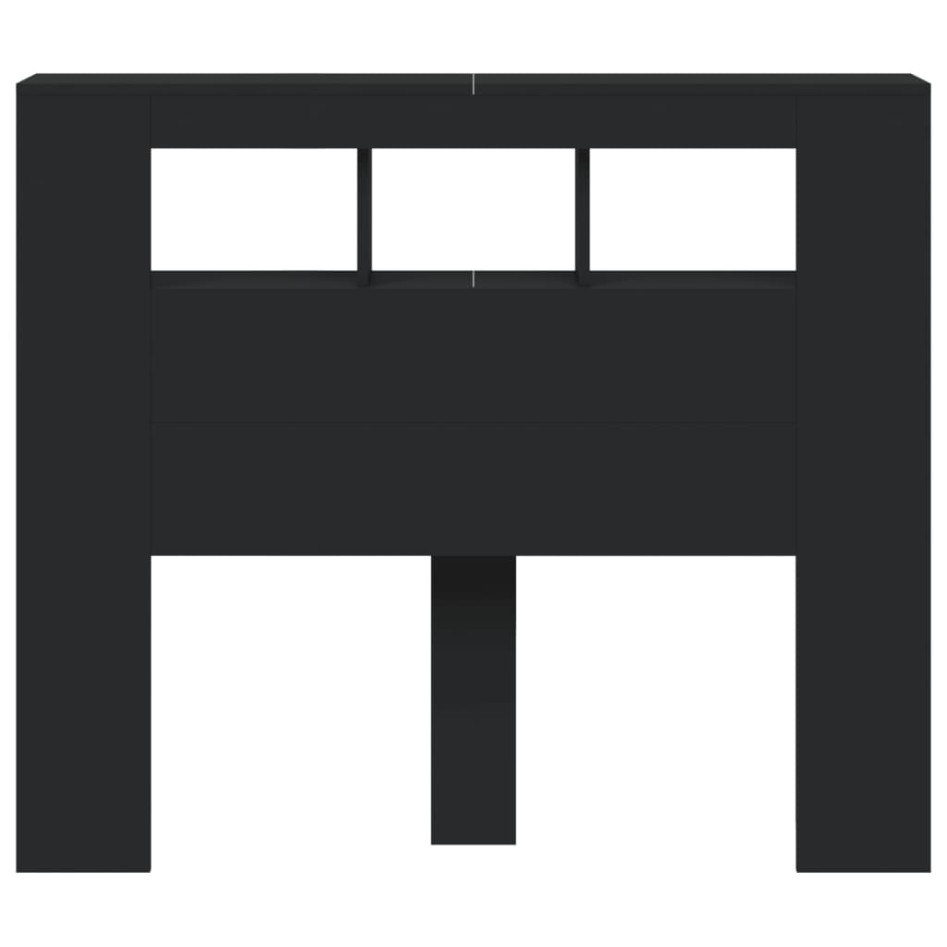 Cabecero con LED madera de ingeniería negro 120x18,5x103,5