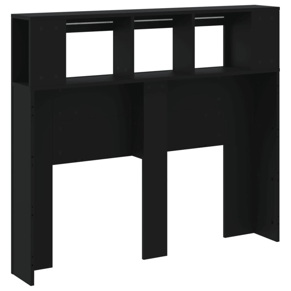 Cabecero con LED madera de ingeniería negro 120x18,5x103,5