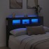 Cabecero con LED madera de ingeniería negro 160x18,5x103,5