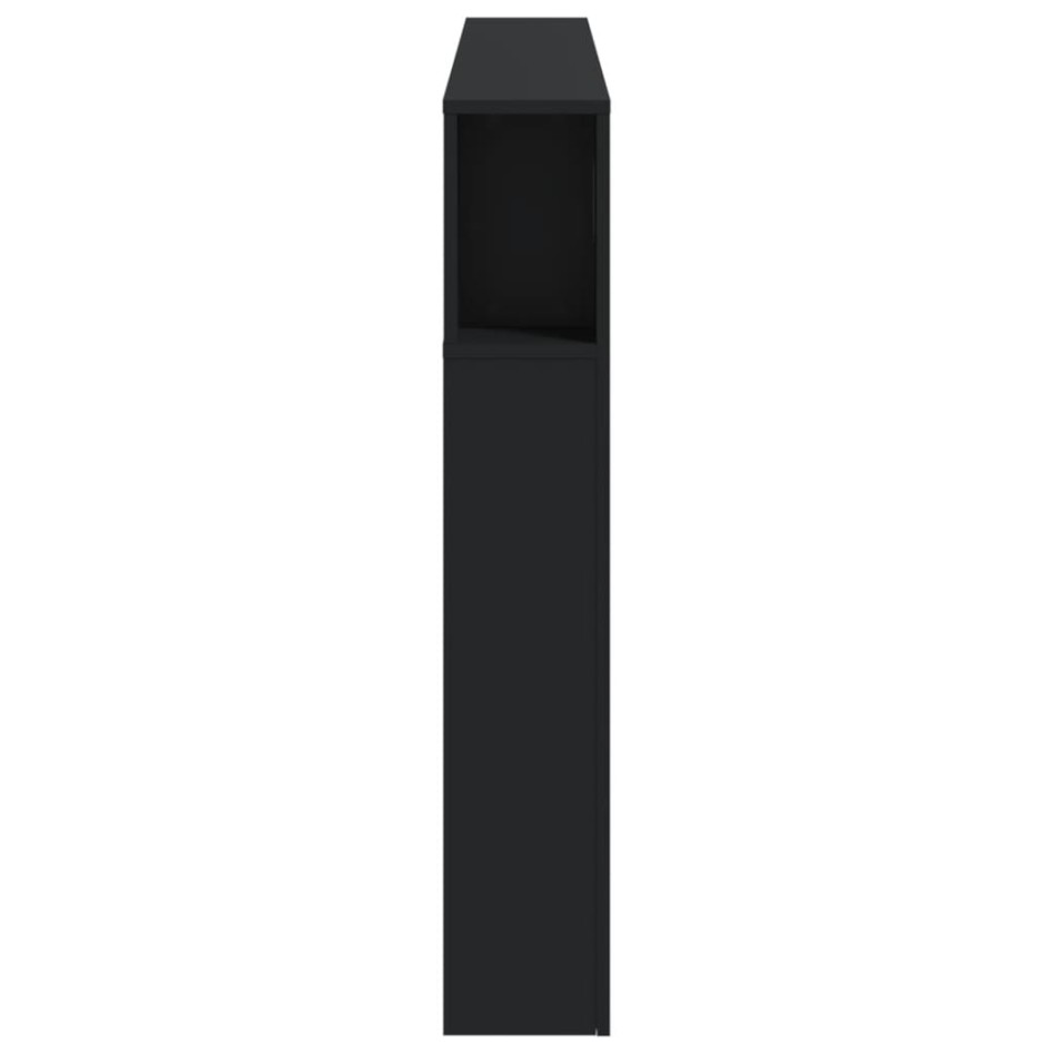 Cabecero con LED madera de ingeniería negro 160x18,5x103,5