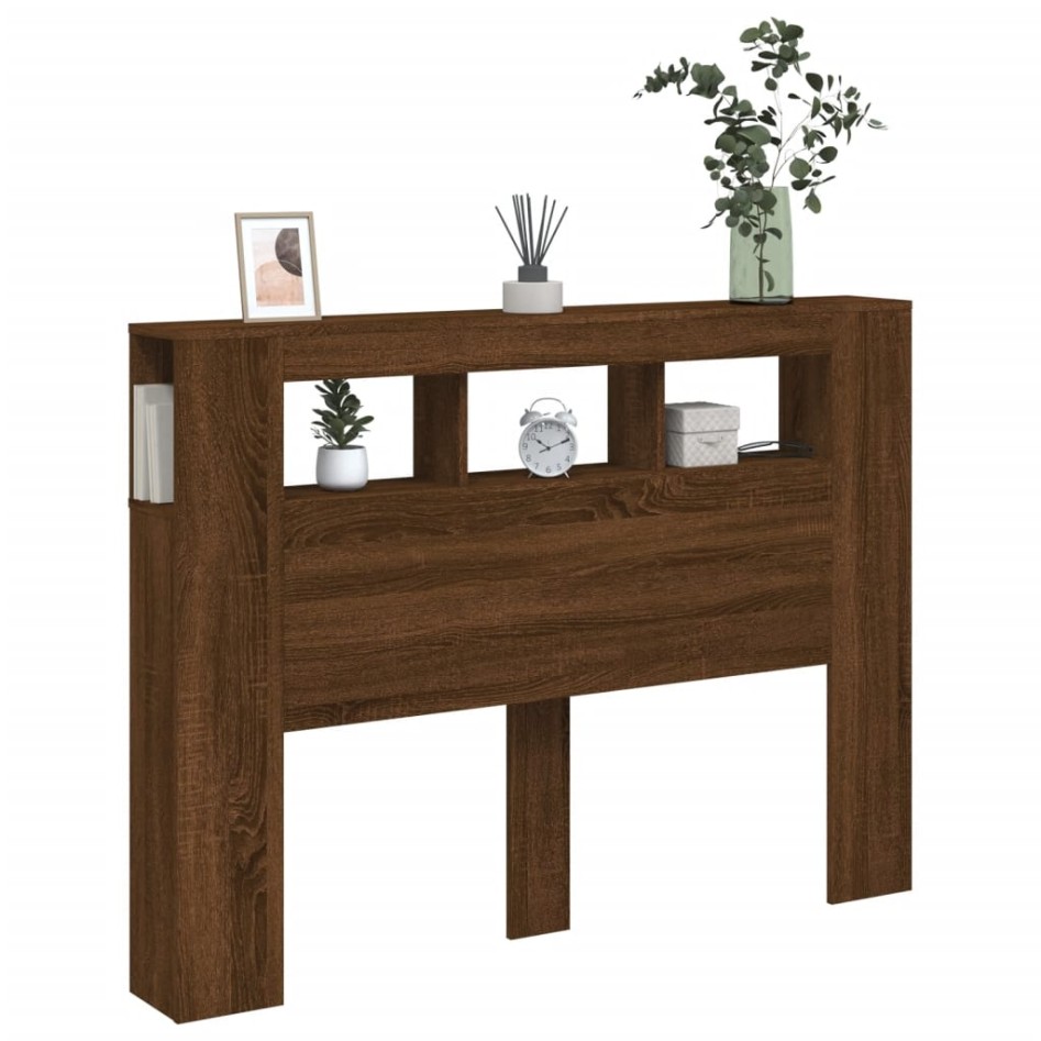 Cabecero LED madera ingeniería marrón roble 140x18,5x103,5