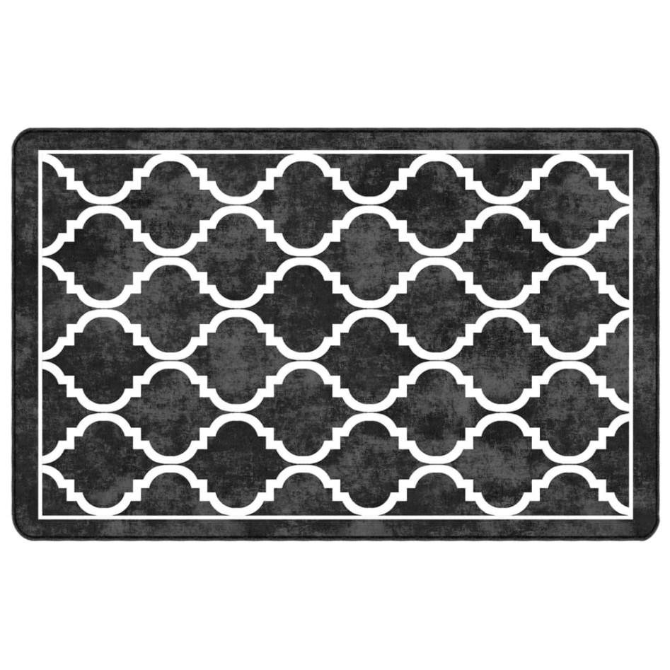 Alfombra lavable antideslizante negro y blanco 190x300