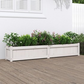 Jardinera de madera maciza de pino blanca 180x31x31