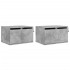 Mesitas de noche de pared con luces LED 2 uds gris