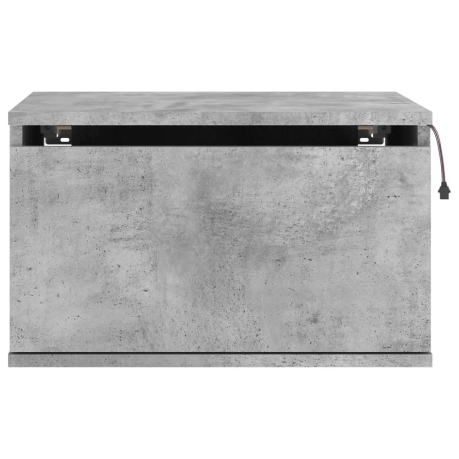 Mesitas de noche de pared con luces LED 2 uds gris